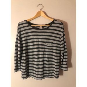 Striped Joan Vass 3/4 Sleeve Top